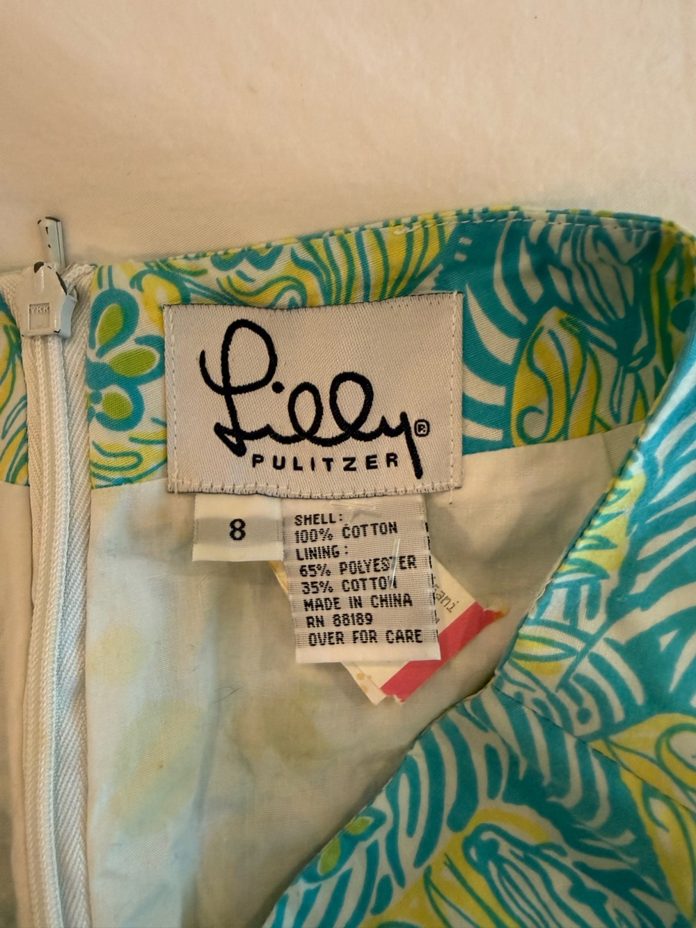 Vintage Early 2000’s Lilly Pulitzer Aqua & Lime Zebra Print Mini Skirt - Picture 5 of 13